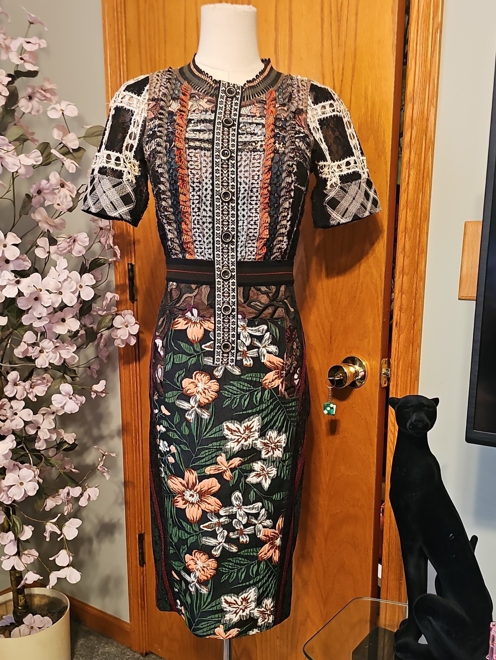 Byron Lars Floral Mix Print Dress